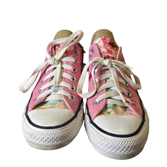 Converse Chuck Taylor All Star Low Top Pink Floral Tongue Sneaker M9007 Wome 6.5 - Picture 4 of 12